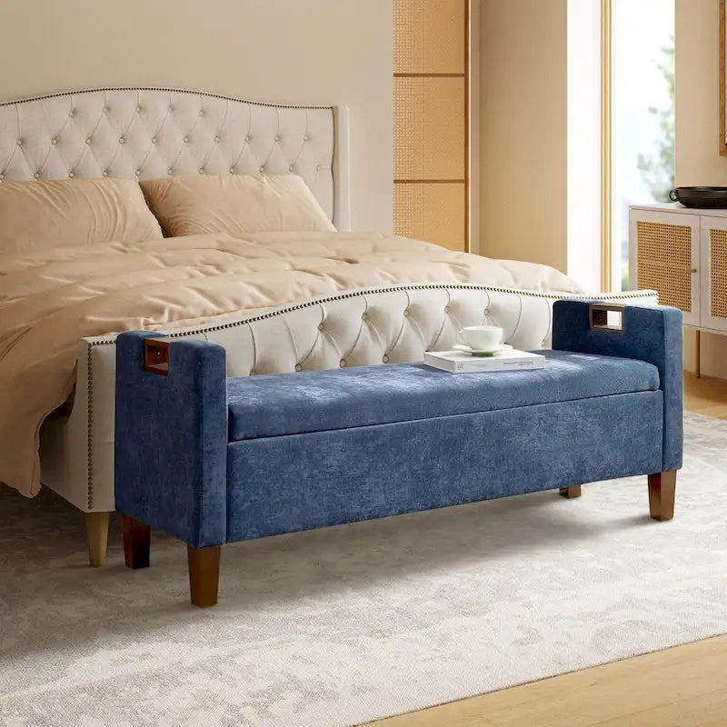 Storage Bench with Solid Wood Legs