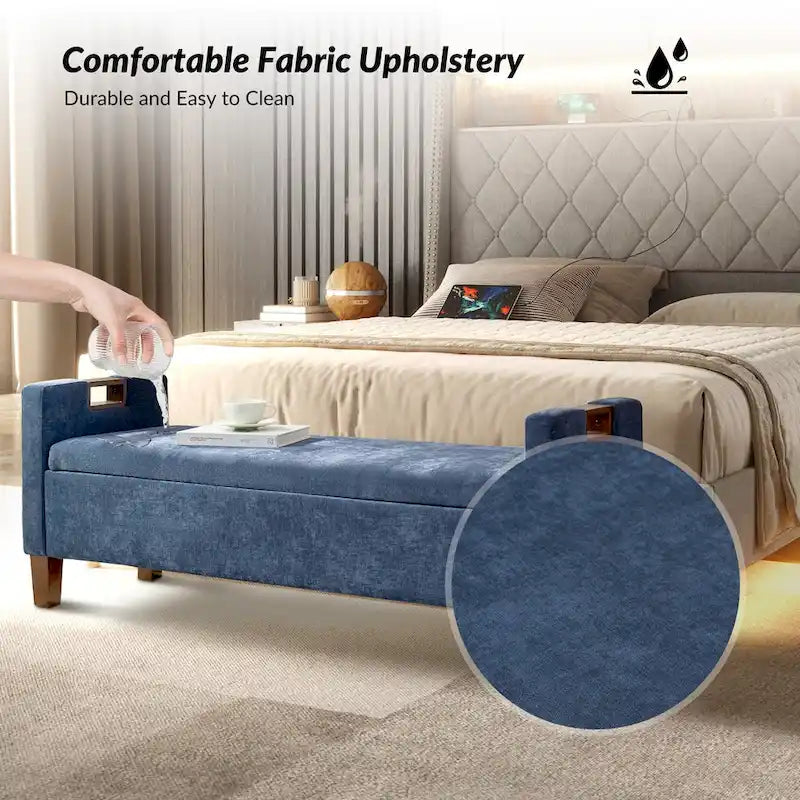 Storage Bench with Solid Wood Legs