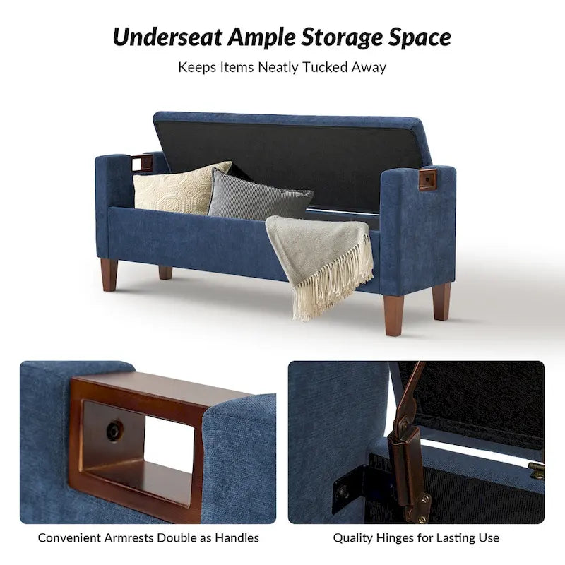 Storage Bench with Solid Wood Legs