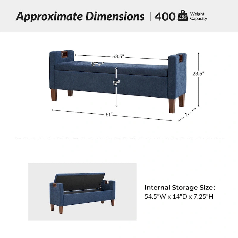 Storage Bench with Solid Wood Legs