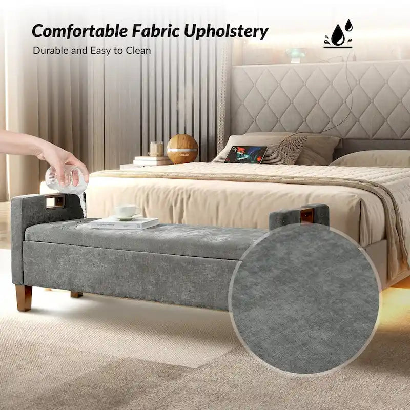 Storage Bench with Solid Wood Legs