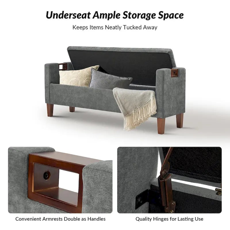 Storage Bench with Solid Wood Legs