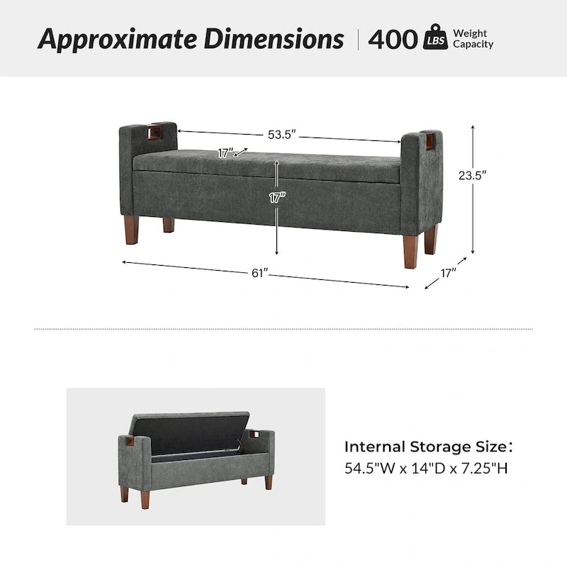 Storage Bench with Solid Wood Legs