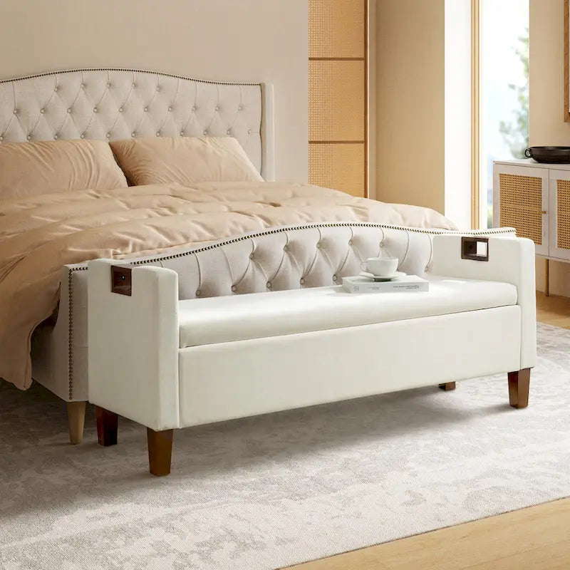 Storage Bench with Solid Wood Legs