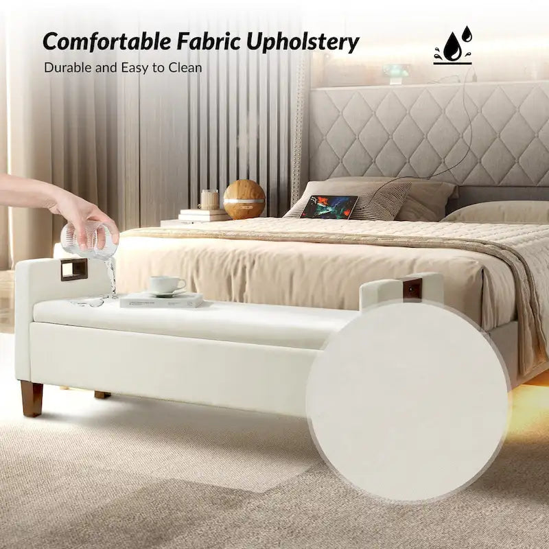 Storage Bench with Solid Wood Legs